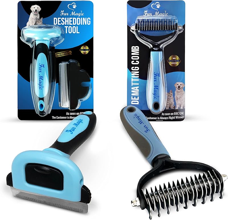 Fur Magic Deshedding Tool & Dematting Comb Bundle – Medium Size