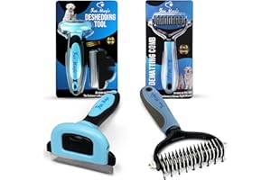 Fur Magic Medium Deshedding Tool & Dematting Comb – Grooming Brushes for Dogs, Cats, Horses – Reduce Shedding and Remove Knots, Mats and Loose Undercoat