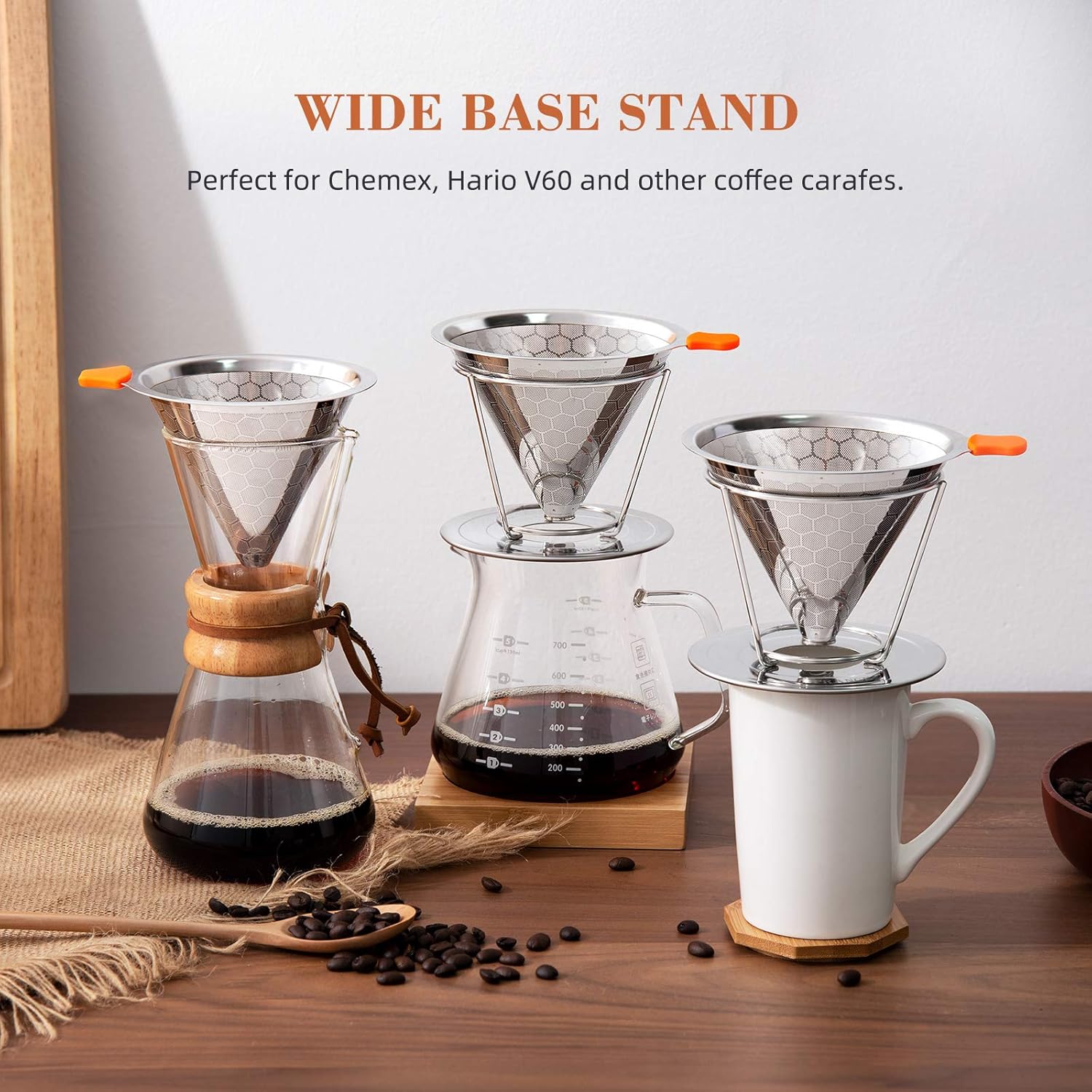 E Prance Permanent Coffee Filter Kf2 Reusable Coffee Filter Stainless Steel With Removable Stand For 4 Cups Updated Version Amazon Co Uk Kitchen Home