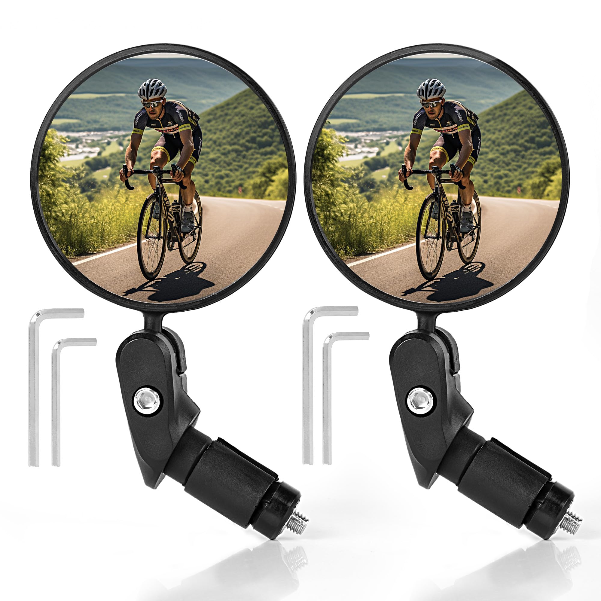 AiQInu Bicycle Mirror, HD Glass Convex Lens Bicycle Mirror for Handlebar 18-22 mm, 360° Rotating Bicycle Rear View Mirror for Bicycle, Mountain Bike, Road Bike (Pack of 2)