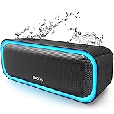 DOSS SoundBox Pro Bluetooth Speaker, 20W Stereo Sound, Active Extra Bass, 20H Playtime, Multi-Colors Lights, TWS Pairing, IPX6 Waterproof for Garden, Hiking, Camping, Outdoor, Party-Black