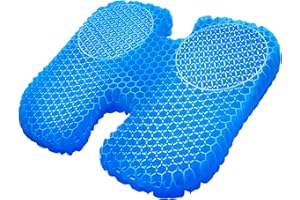 TITIROBA Gel H Shaped Seat Cushion Particles Massage Pad for Long Siting Hemorrhoids Prostatitis Pressure Sores Relief Soft&Breathable for Desk Office Products Driving Wheelchair Pregnancy（17.7x16.5x1.57in