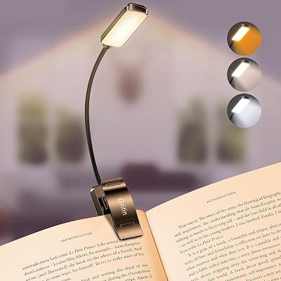 Gritin 9 LED Clip On Book Light 3 Color Modes USB-C Rechargeable