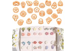 Puocaon Summer Polymer Clay Cutters - 23 Pcs Sea Life Shell Dolphin Whale Plant Flower for Earrings Jewelry Making Summer Clay Earrings Cutters