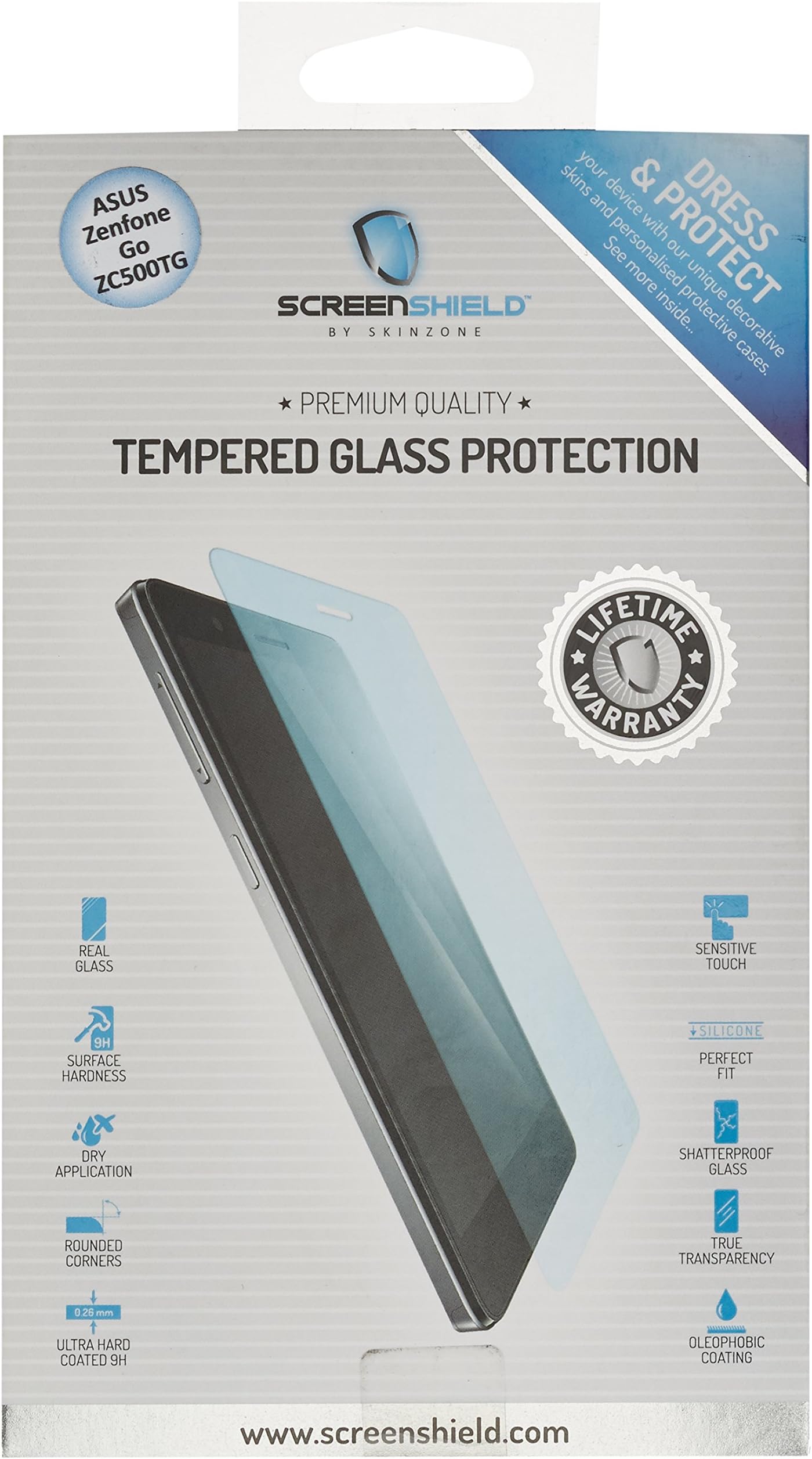 ScreenshieldASU-ME102 A-D TGZC500TG Glass LCD Screen Protector for Asus ZenFone Go (ZC500TG)