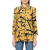 Ali Miles Womens Printed Woven Button Front Blouse