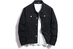 BULUWIE Denim Jacket Men,Men's Stretch Slim Fit Jean Jacket,Classic Ripped Trucker Denim Coat,Men Fashion Outdoor Jacket