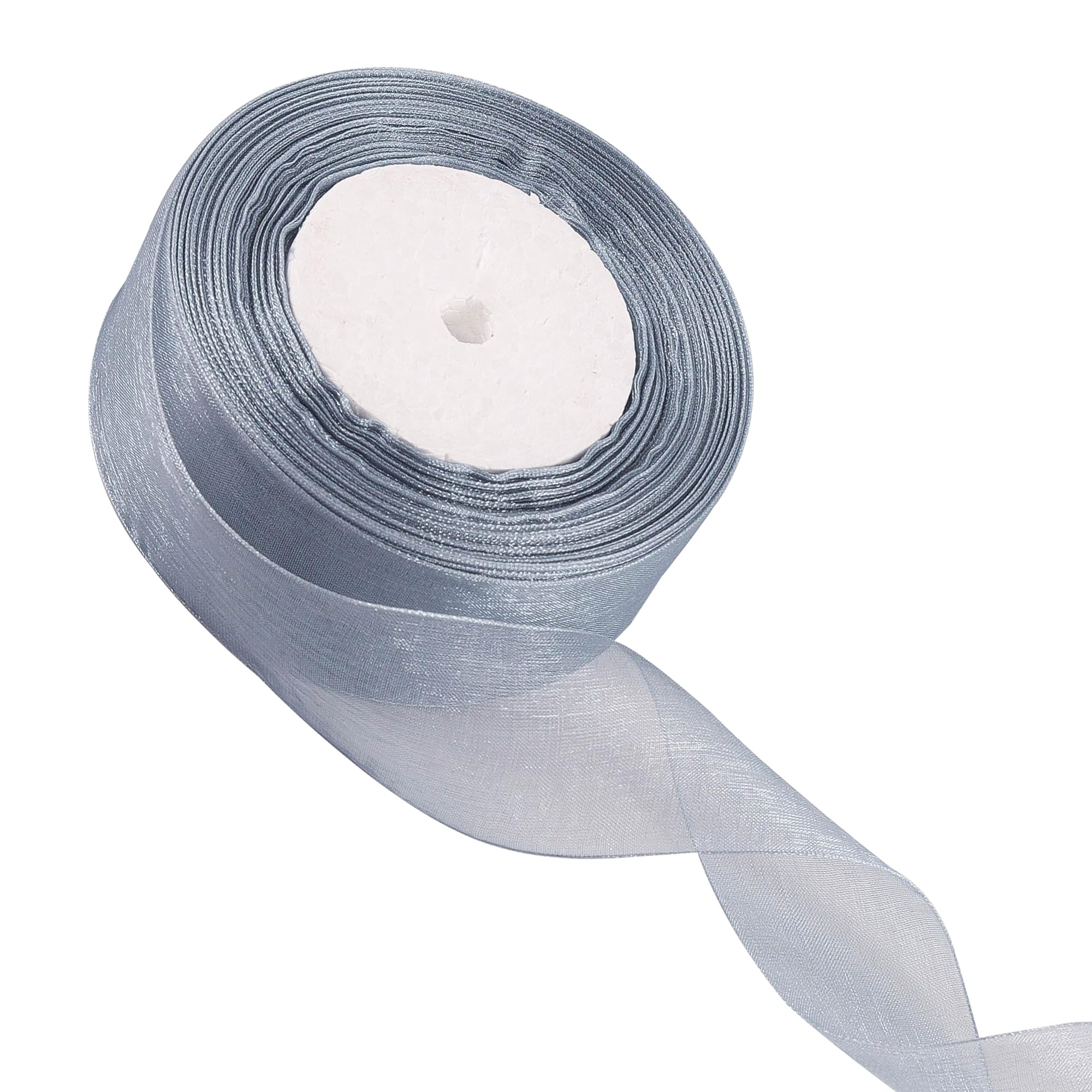 40mm Grey Organza Ribbon for Gift Wrapping 45M,Grey Organza Ribbon 40mm Organza Chiffon Ribbon Thick Ribbon for Gift Wrap Hair Bow Christmas Ribbon Cake Wedding DIY Crafts Car Ribbon Decoration