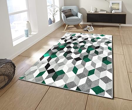 Koton Cara Tapis De Salon Multicolore Noir Gris Blanc Vert 120 X 160 Cm