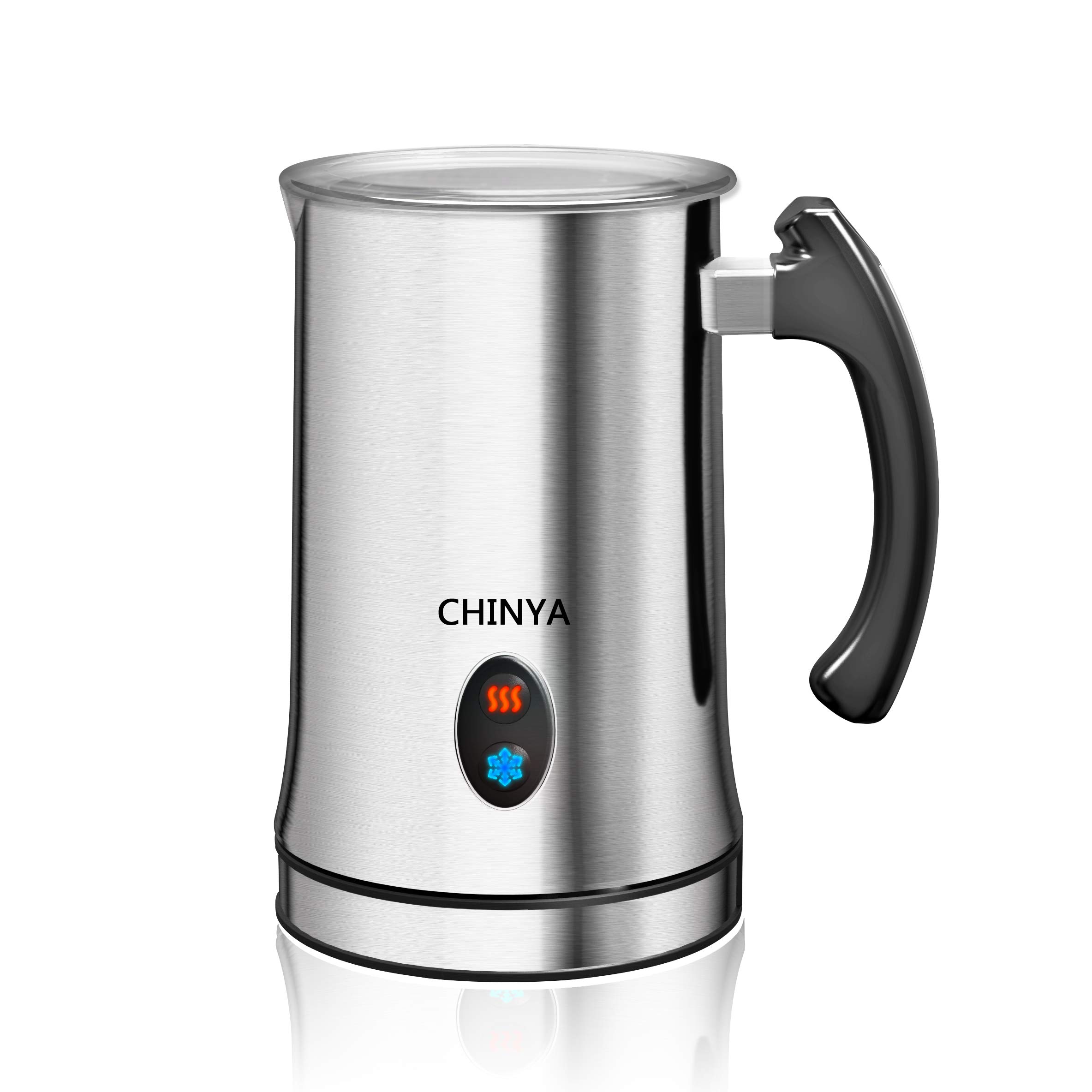 Milk Frother,CHINYA Electric Milk Frother with Hot or Cold Functionality, Foam Maker, Silver Stainless Steel, Automatic Milk Frother and Warmer for Coffee, Cappuccino and Macchiato (Silver)