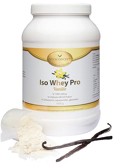 ISO WHEY Pro Vanille 1000g PROTEIN laktosearm aspartam - glutenfrei Fettverbrennung Diät & Muskelaufbau + BCAA Fatburner - Do