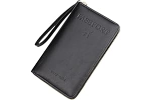 DEFWAY Passport Holder Travel Wallet - RFID Blocking Passport Holder Card Slots, PU Leather Travel Wallet Cover, Organizer fo