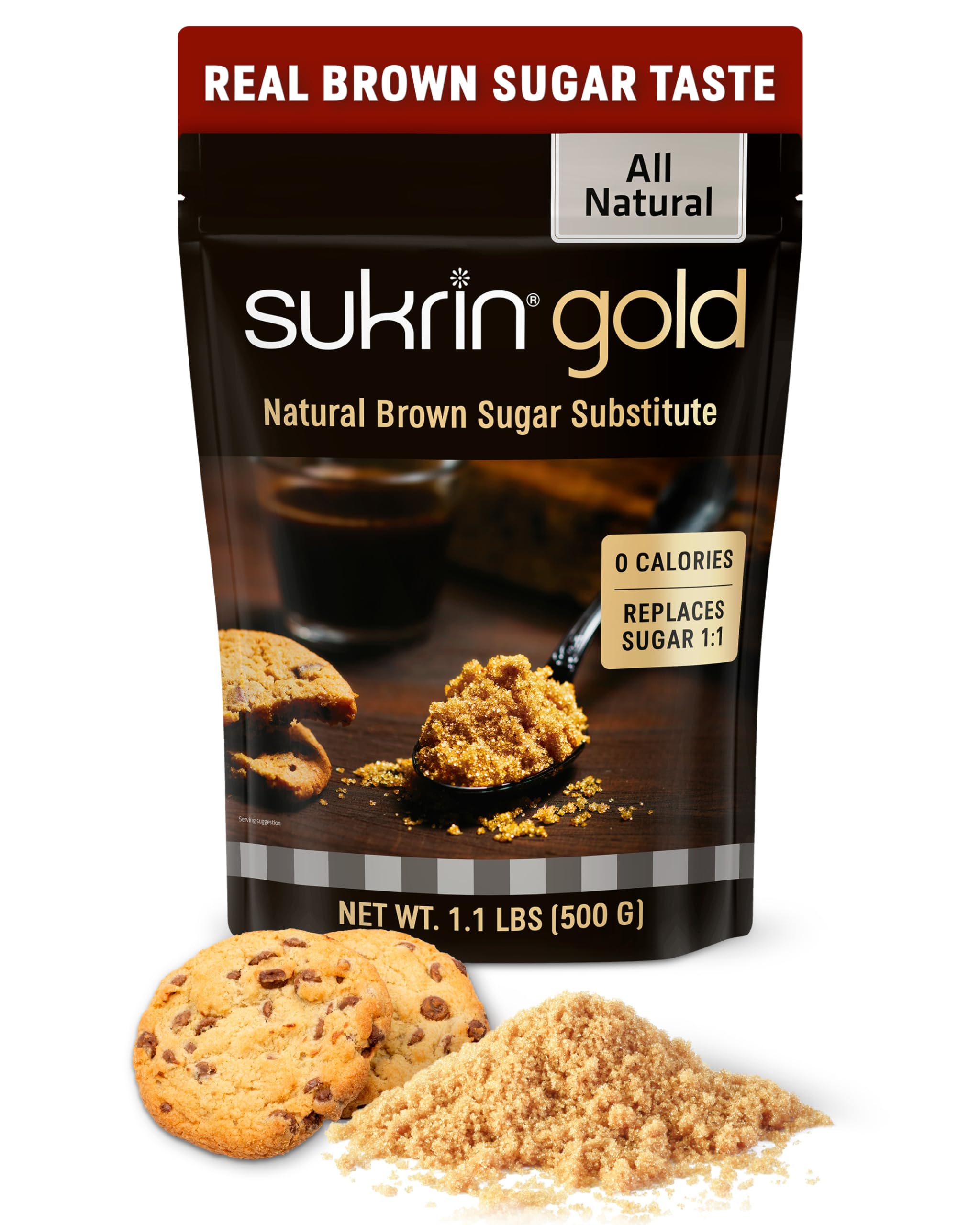 Sukrin Gold - Natural Brown Sugar Alternative with Erythritol and Stevia - Zero Calorie Sweetener for Keto and Low Carb Diets 500 g Superfood