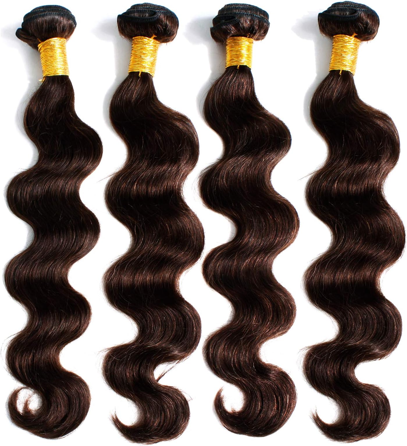 Body Wave 8A Hair Weave 4 Bundles Unprocessed Brazilian Human Virgin Real Raw Hair Extension Brown Auburn (28 Inch #2)
