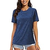 MAGCOMSEN Workout Shirts for Women Crewneck Sports Fitness Running Athletic Lightweight Activewear Sapphire Blue, L