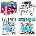 12 PCS Live Laugh Toaster Bath Sticker, Funny Bath Bomb Sticker, Dark Humor Bathroom Quote Sticker, Waterproof Vinyl Stickers for Car, Laptop, Phone, Water Bottles
