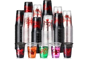 Sliner 120 Pack Blood Print Plastic Cups - 16 oz Bloody Hand Print Disposable Halloween Drinking Cups for Scary Party Supplies, Juice, Soda Decorations