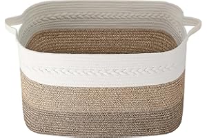 POSCHNOR Extra Large Blanket Basket, 80L Laundry Basket with Handles, 22”x17”x13” Laundry Hamper, Rectangular Woven Rope Basket, Storage Basket for Toys, Pillows, Blankets, 3 Tone Brown