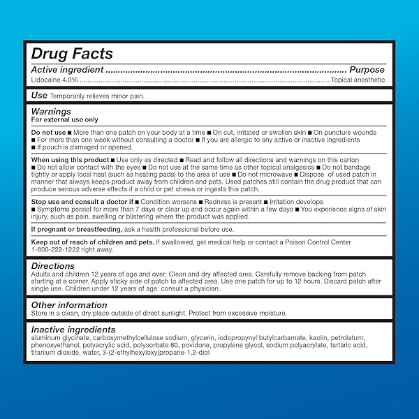 AMAZON BASIC CARE MAXIMUM STRENGTH OTC PAIN RELIEF , 4% LIDOCAINE PATCH, 3.9” X 5.5”, 15-COUNT BOX (PREVIOUSLY HEALTHWISE)
