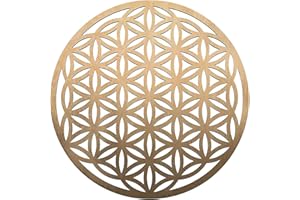 FOURTH LEVEL MANUFACTURING Fourth Level MFG 12" Flower of Life, Seed of Life, home decor, wooden wall art, sacred geometry art, sculpture, wall decorations, chakra banner, crystal grid (Gold)