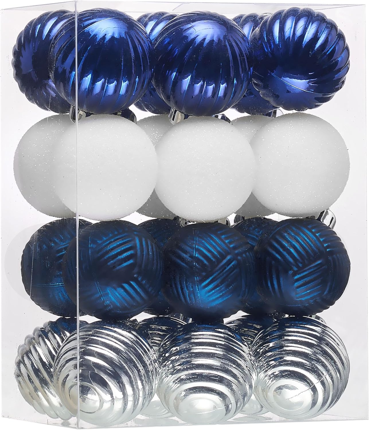Ornaments - Valery Madelyn Christmas Ornaments Set, 24ct Navy Blue and Silver Shatterproof Christmas Tree Decorations Ball Ornaments Bulk, 1.57 Inches Hanging Ornaments for Xmas Trees Holiday Decor