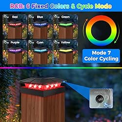 Peasur 4x4 Solar Post Cap Lights Outdoor RGB Color