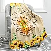 Jekeno Christian Sunflower Blanket Inspirational Spiritual Religious Faith Gifts for Women Men Kids Girls Female Friends Birthday Christmas Halloween Presents Flower Floral Decor Plush Throw 50"x60"