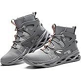 ORISTACO Work Safety Steel Toe Boots, Lightweight Breathable Industrial Construction Boots