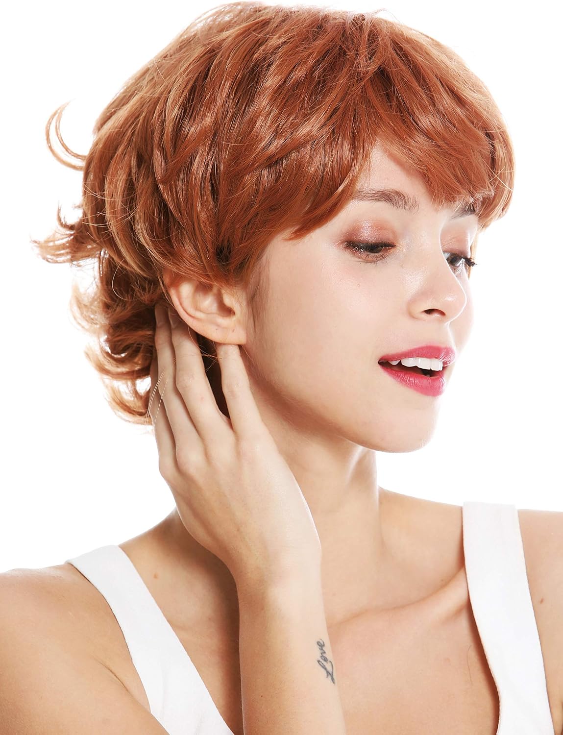 WIG ME UP, YZF-41008 women's quality wig fringe short wild wavy highlights reddish brown blonde, Brown-blonde mix (M30LTM27X) - Image 3