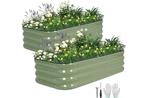 BIRDSINYARD 3 in 1 Galvanized Raised Garden Bed - 4x2x1ft (2Packs) Modular Planter Box Outdoor | Metal Raised Bed Kit with Bracing Rods for Gardening Vegetables Flowers Fruits Herbs (Green)
