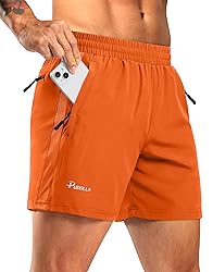 Pudolla Men's Running Athletic Shorts with 3 Zipper