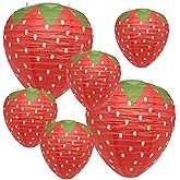Strawberry Paper Lantern, 6pcs Fruit Themed Party Decorations Strawberry Birthday Decorations Cute Hanging Ornaments Girl Room Decor Hungry Caterpillar Party Supplies