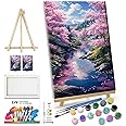 JOOZ Landscape Paint by Number Kit for Adults Beginner with Easel Forest Adult Paint by Number Kits on Canvas with Frame DIY Oil Painting Kits for Gift Home Wall Decor 7.87x11.81 Inch