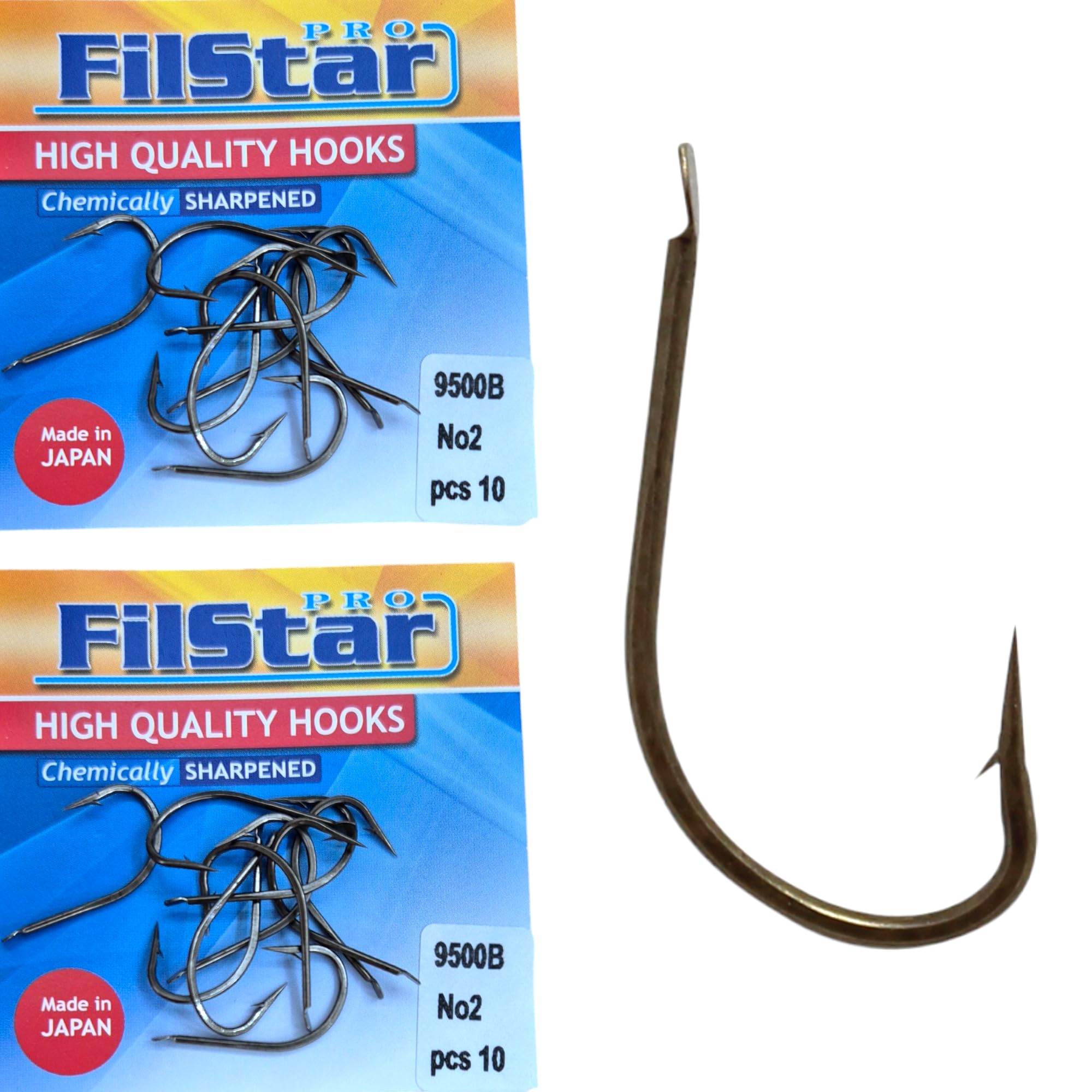 PRO FILSTAR 20 Piece Fishing Hook Set N2 - Carp Fishing Hooks - Carp Fishing Accessories - Barbed Carp Hooks - Carp Fishing Reversed Hooks - Carp Rigs - Fishing Accessories - Method Feeder -