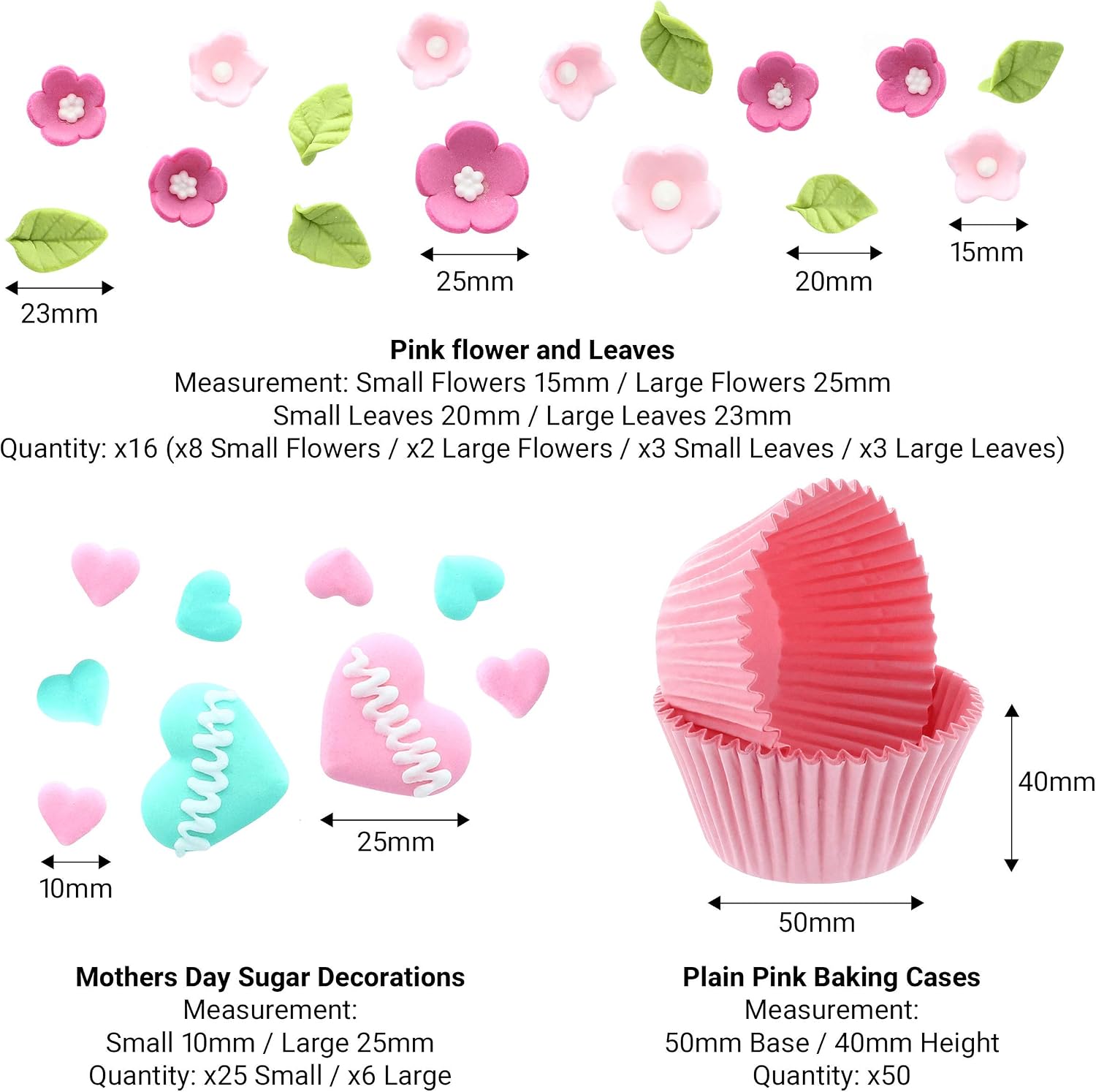 CULPITT Mum Celebration Cupcake Decorating Kit, Baking Decorations Set including 50 Pink Cases - Image 3