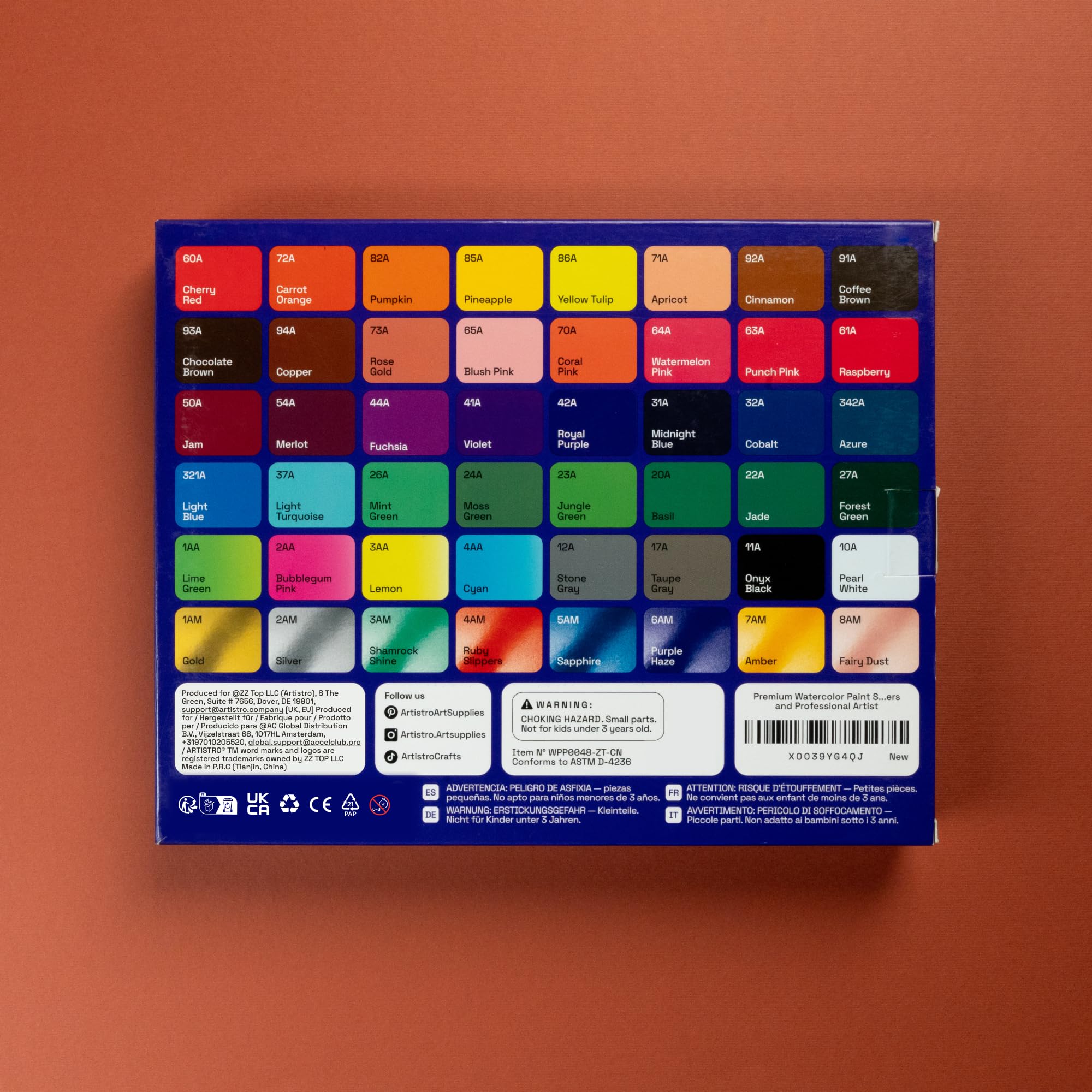 ARTISTRO Watercolor Paint Set – 48 Vivid Colors in Portable Box, Including Metallic & Fluorescent Shades – Travel Art Kit for Artists, Hobbyists & Painting Lovers (Premium Home)