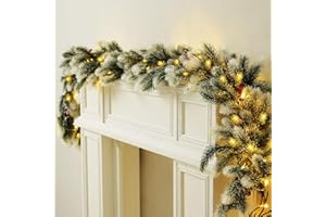 VEMANDER 6FT Artificial Long Cedar Garlands - Real Touch Winter Pine Garland, Green Artificial Greenery Garland for Table, Mantle, Wall, Indoor, Outdoor Christmas Decorations