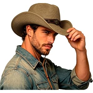 Straw Cowboy Hat for Women Men Summer Western Cowgirl Hat Packable Wide Brim Panama Roll Up Sun Protection Foldable Beach Cap
