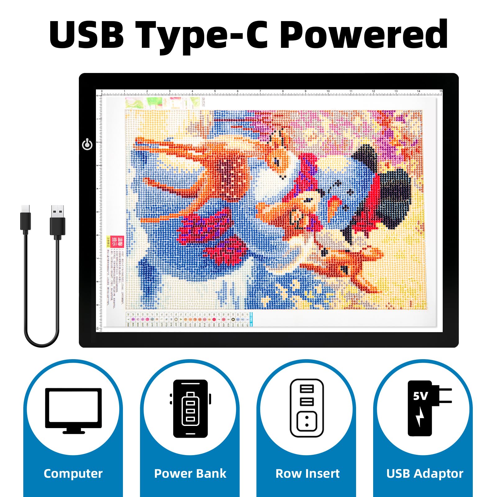 KIVOTAC A3 Tracing Light up Box,LED Light Pad Ultra-Thin USB Powered Brightness Dimmable LED Tracing Board for Drawing, Weeding Vinyl, Diamond Art, Sketching and Animation