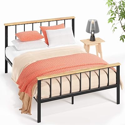 Zinus Brianne Metal and Wood Platform Bed, Twin