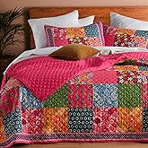 TEXSTEAD King Quilt Set for Bed - 100% Cotton Quilts Patchwork Comforter Coverlet Bedspread Reversible 90"x104" with 2 Pillow Shams