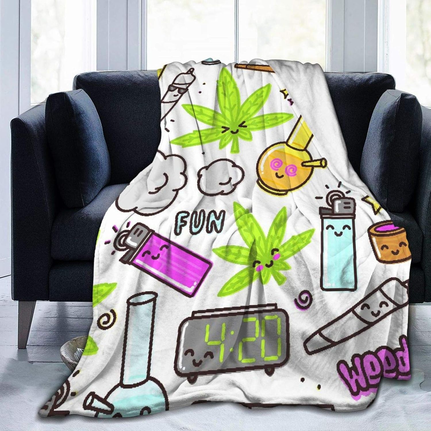 Hlcenng Personalized Custom Throw Blanket,Green Weed