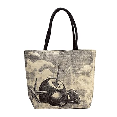 ZEPHYRR Womens Coconuts Design Jute Hand Painted White Shoulder Bag