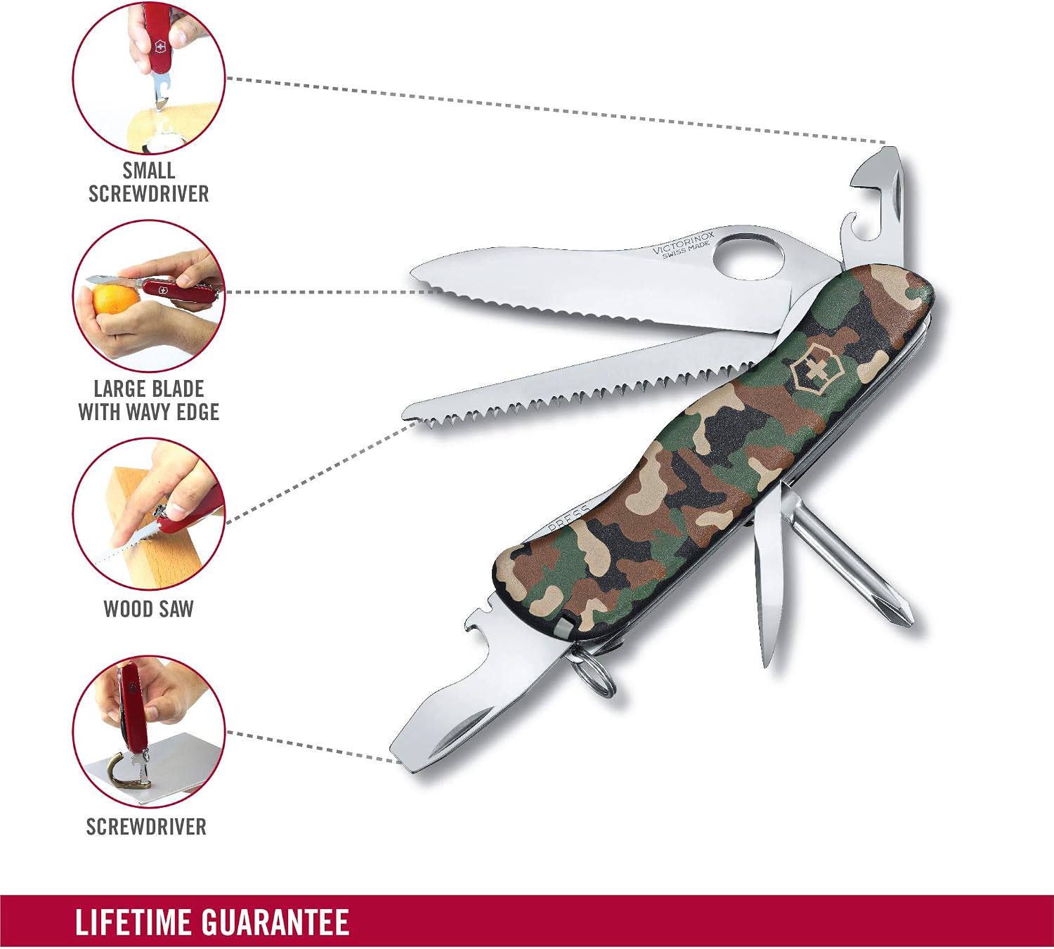 Victorinox Trailmaster Swiss Army Pocket Knife, Large, Multi Tool, 12 Functions, Large Locking Blade, Camouflage - Image 4