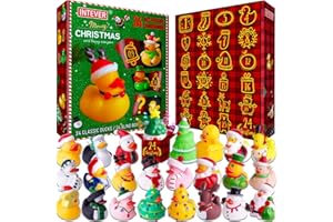 Intever 2025 Advent Calendar Christmas Ducks – 24 Days of Surprise Rubber Duck Gifts | Fun Holiday Countdown Toy Set for Christmas Party Favors, Stocking Stuffers & Decorations for Toddlers, Boys & Girls