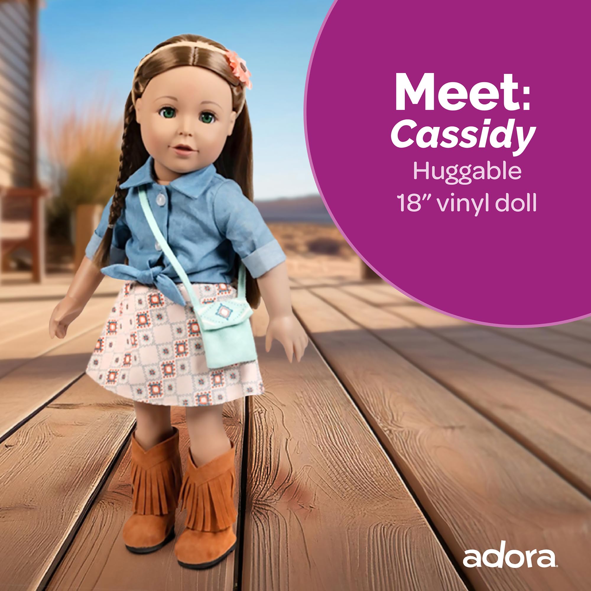 ADORA Amazing Girls - 18” Fashion Doll, Poseable Limbs, Rooted Hair for Styling, Open and Close Eyes, Soft Huggable Body | Stylish Playmate (Cassidy)