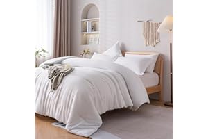 JANZAA White Queen Comforter Set 7 Piece Comforter Set Queen Bed in a Bag Comforter with Microfiber Sheets Pillow Cases Pillow Shams Fitted Sheet Flat Sheet Bed Set Soft Bedding Set for All Season
