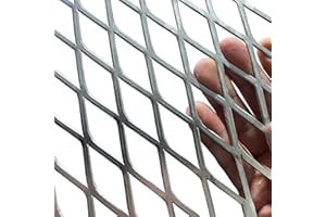 FengYoo 24"X16" 14 Gauge Expanded Metal Sheet Metal Diamond Mesh 0.6"X1.6" Expanded & Perforated Sheets Flattened-for Screen Door Grill,Window Security Grill Screen Door Protector