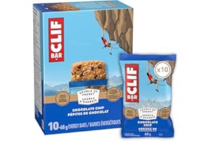 CLIF BAR Energy Bars, Chocolate Chip, Granola Bar, High in Protein, Contains 70% Organic Ingredients, 680 g (Pack of 10)