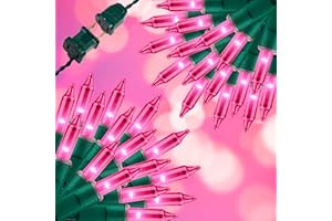 JUSTPRO 100LIGHTS PINK Extra-Bright With End Connectors Christmas Decorative Lights 5.98m UL Certified Mini String Light Set Waterproof for Home Garden Holiday Christmas Tree Party Patio Decor Wedding